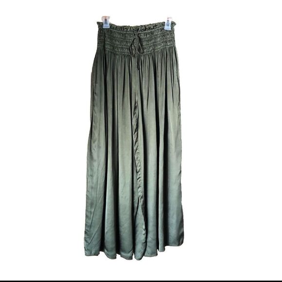 Saint Art High Smocked Waisted Satin Wide Leg Pants - S - Picture 1 of 13